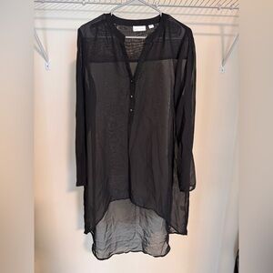 New York & Company Black Sheer Tunic